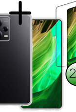 BASEY. Hoes Geschikt voor Xiaomi Redmi Note 12 Pro+ Hoesje Siliconen Back Cover Case Met 2x Screenprotector - Hoesje Geschikt voor Xiaomi Redmi Note 12 Pro+ Hoes Cover Hoesje - Transparant