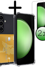 BASEY. Hoes Geschikt voor Samsung S23 FE Hoesje Shock Proof Case Hoes Met 2x Screenprotector - Hoesje Geschikt voor Samsung Galaxy S23 FE Hoes Cover Shockproof - Transparant