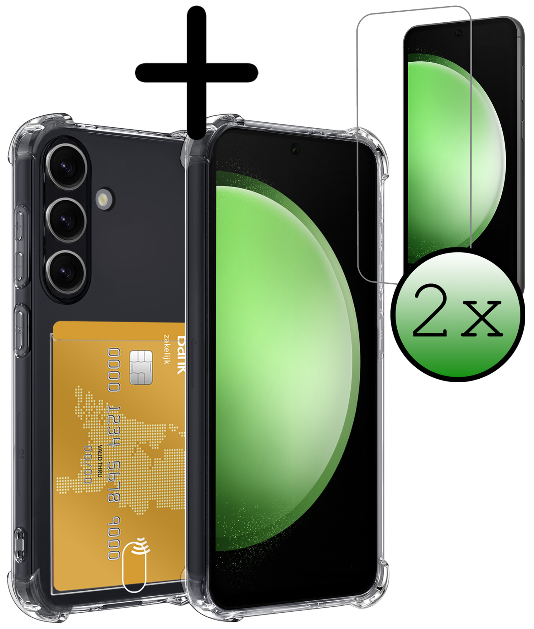 BASEY. Hoes Geschikt voor Samsung S23 FE Hoesje Shock Proof Case Hoes Met 2x Screenprotector - Hoesje Geschikt voor Samsung Galaxy S23 FE Hoes Cover Shockproof - Transparant