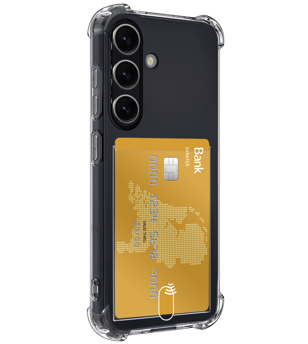 NoXx Hoes Geschikt voor Samsung S23 FE Hoesje Pasjeshouder Cover Shock Proof Case Siliconen Hoes Met Kaarthouder - Transparant