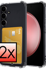 NoXx Hoes Geschikt voor Samsung S23 FE Hoesje Pasjeshouder Cover Shock Proof Case Siliconen Hoes Met Kaarthouder - Transparant - 2x