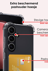 NoXx Hoes Geschikt voor Samsung S23 FE Hoesje Pasjeshouder Cover Shock Proof Case Siliconen Hoes Met Kaarthouder - Transparant - 2x