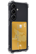 NoXx Hoes Geschikt voor Samsung S23 FE Hoesje Pasjeshouder Cover Shock Proof Case Siliconen Hoes Met Kaarthouder Met 2x Screenprotector - Transparant
