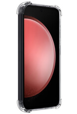 NoXx Hoes Geschikt voor Samsung S23 FE Hoesje Pasjeshouder Cover Shock Proof Case Siliconen Hoes Met Kaarthouder Met 2x Screenprotector - Transparant