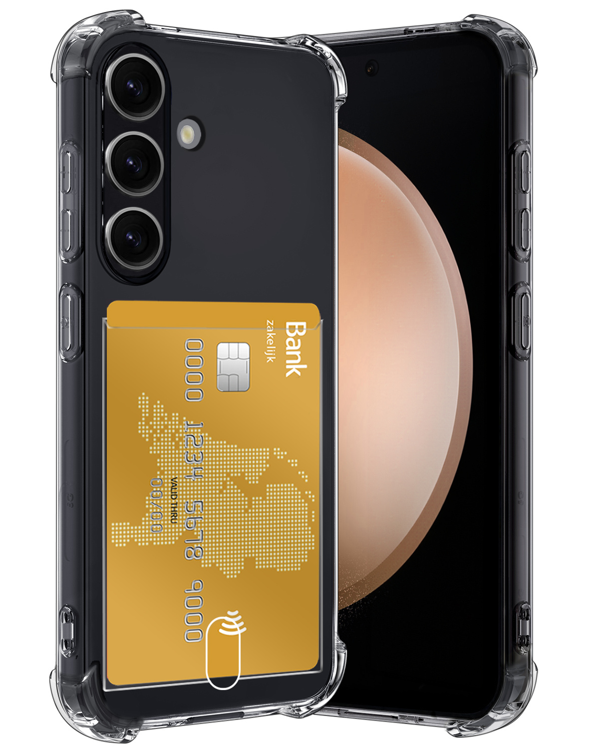 Nomfy Hoesje Geschikt voor Samsung S23 FE Hoesje Pasjeshouder Shockproof Pas Houder - Hoesje Geschikt voor Samsung Galaxy S23 FE Hoes Met Kaarthouder - Transparant