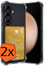 Nomfy Hoesje Geschikt voor Samsung S23 FE Hoesje Pasjeshouder Shockproof Pas Houder - Hoesje Geschikt voor Samsung Galaxy S23 FE Hoes Met Kaarthouder - Transparant - 2 PACK