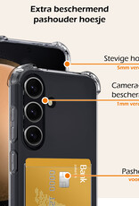 Nomfy Hoesje Geschikt voor Samsung S23 FE Hoesje Pasjeshouder Shockproof Pas Houder Met 2x Screenprotector - Hoesje Geschikt voor Samsung Galaxy S23 FE Hoes Met Kaarthouder - Transparant