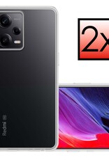 NoXx Hoes Geschikt voor Xiaomi Redmi Note 12 Pro+ Hoesje Cover Siliconen Back Case Hoes - Transparant - 2x