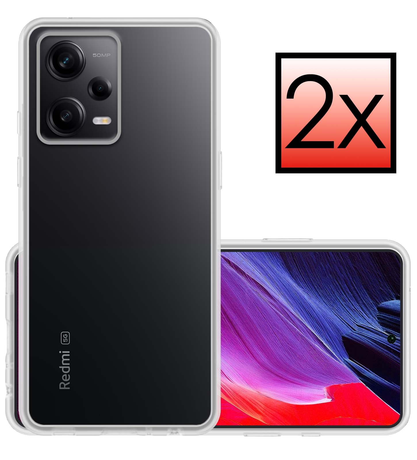 NoXx Hoes Geschikt voor Xiaomi Redmi Note 12 Pro+ Hoesje Cover Siliconen Back Case Hoes - Transparant - 2x