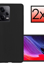 NoXx Hoes Geschikt voor Xiaomi Redmi Note 12 Pro+ Hoesje Cover Siliconen Back Case Hoes - Zwart - 2x