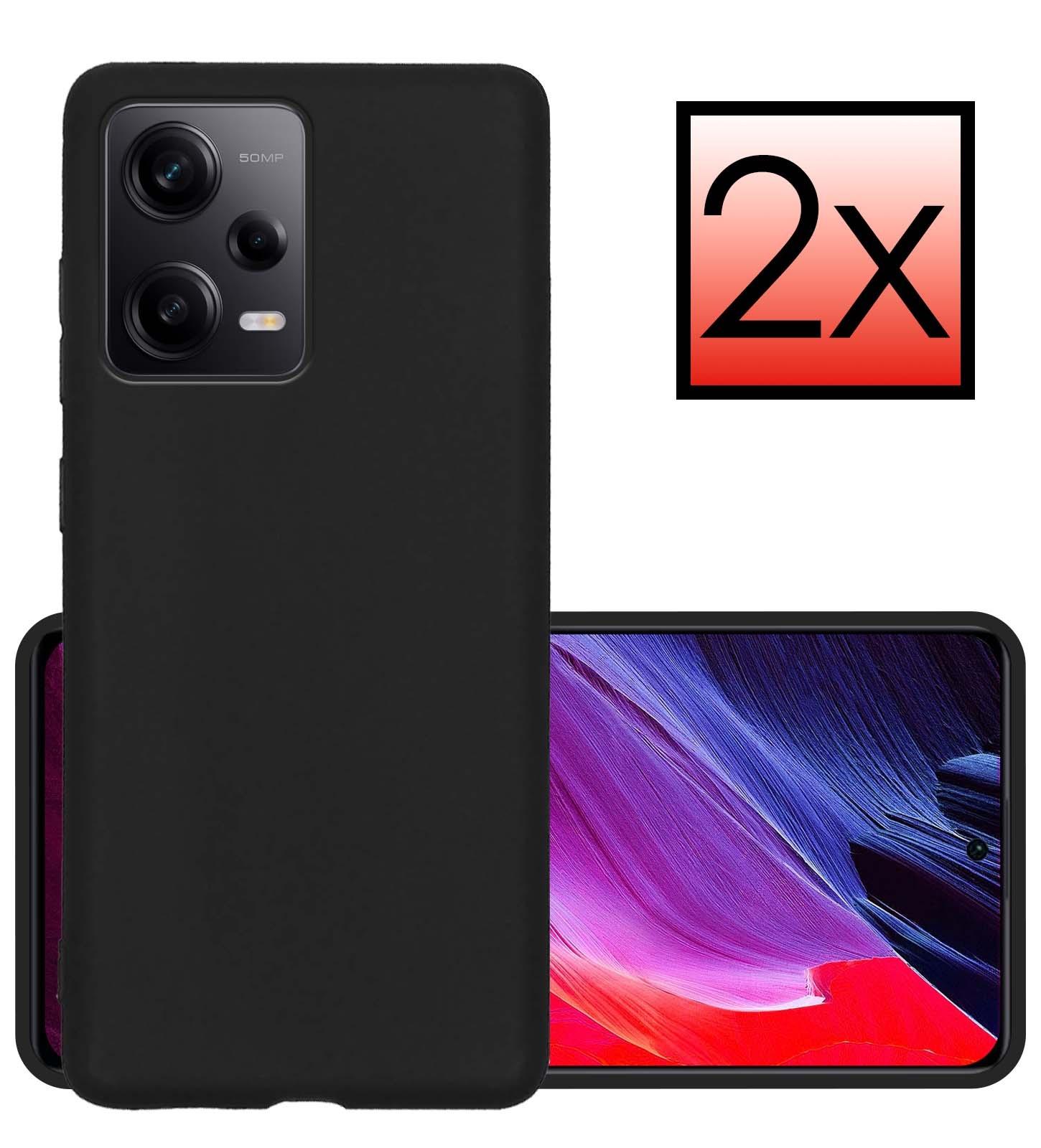 NoXx Hoes Geschikt voor Xiaomi Redmi Note 12 Pro+ Hoesje Cover Siliconen Back Case Hoes - Zwart - 2x