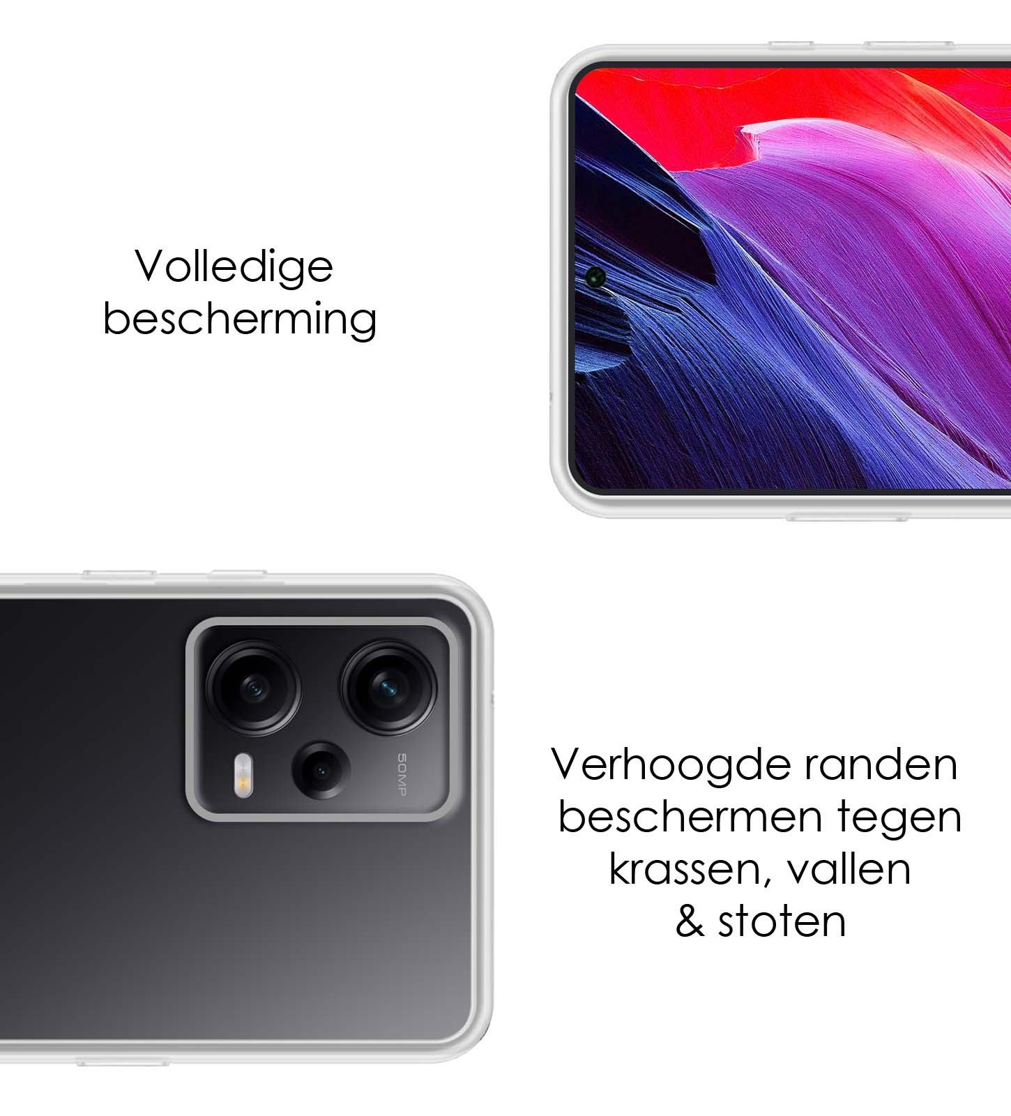 NoXx Hoes Geschikt voor Xiaomi Redmi Note 12 Pro+ Hoesje Cover Siliconen Back Case Hoes Met Screenprotector - Transparant