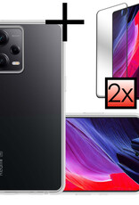 NoXx Hoes Geschikt voor Xiaomi Redmi Note 12 Pro+ Hoesje Cover Siliconen Back Case Hoes Met 2x Screenprotector - Transparant
