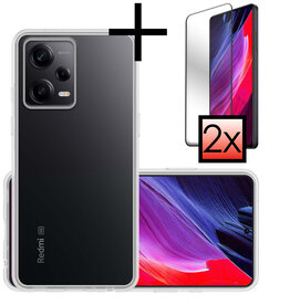 NoXx NoXx Xiaomi Redmi Note 12 Pro+ Hoesje Siliconen Met 2x Screenprotector - Transparant