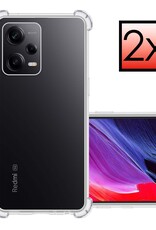NoXx Hoes Geschikt voor Xiaomi Redmi Note 12 Pro+ Hoesje Siliconen Cover Shock Proof Back Case Shockproof Hoes - Transparant - 2x