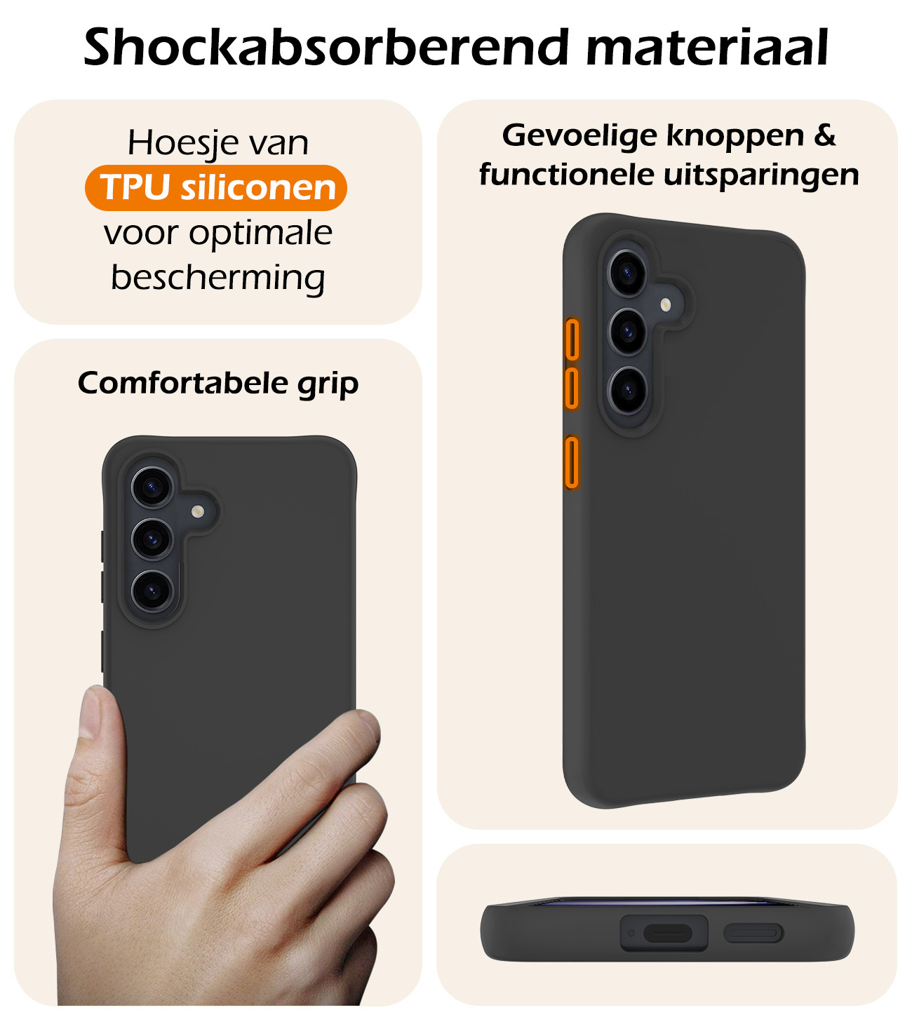 Nomfy Hoesje Geschikt voor Samsung S24 Plus Hoesje Siliconen Cover Case Met 2x Screenprotector - Hoes Geschikt voor Samsung Galaxy S24 Plus Hoes Back Case - Zwart