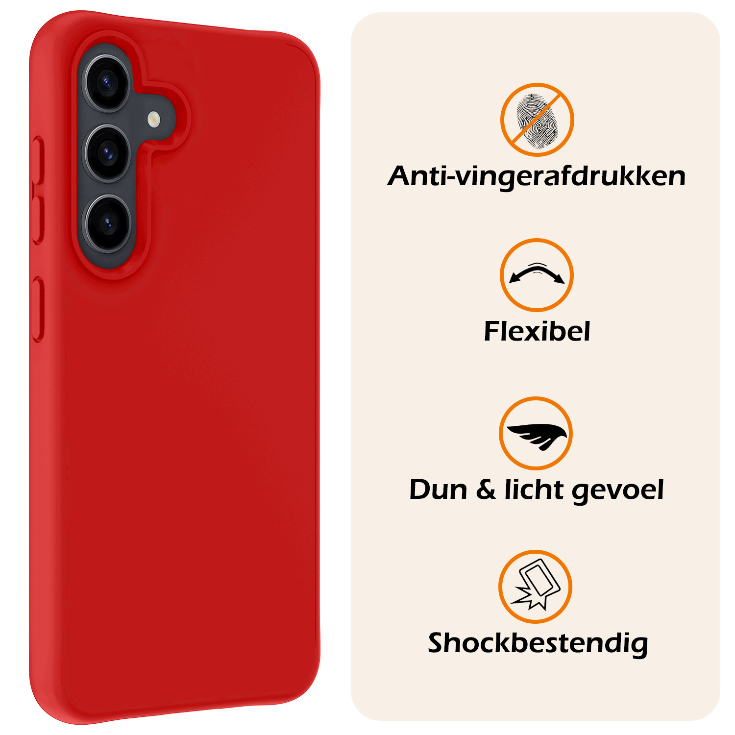 Nomfy Hoesje Geschikt voor Samsung S24 Plus Hoesje Siliconen Cover Case Met 2x Screenprotector - Hoes Geschikt voor Samsung Galaxy S24 Plus Hoes Back Case - Rood