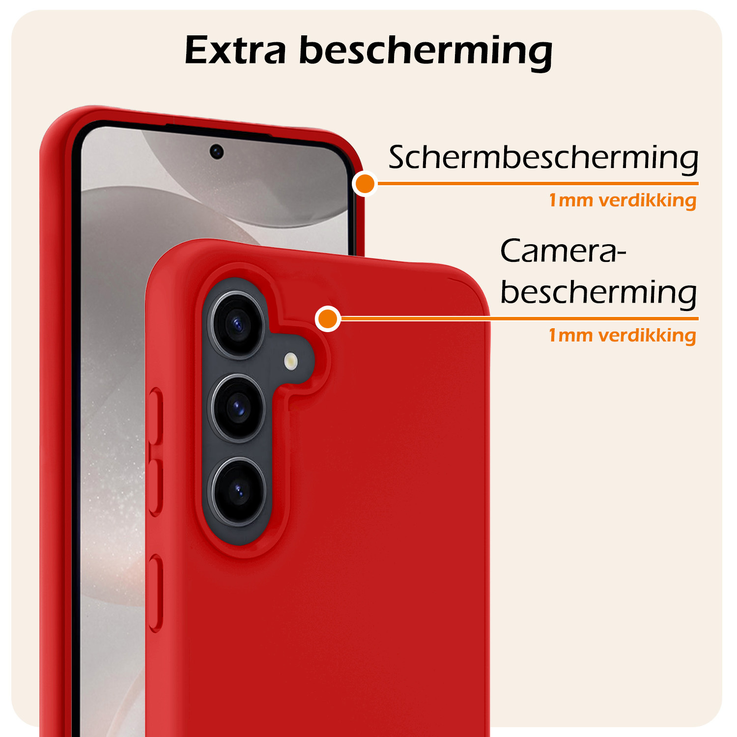 Nomfy Hoesje Geschikt voor Samsung S24 Plus Hoesje Siliconen Cover Case Met 2x Screenprotector - Hoes Geschikt voor Samsung Galaxy S24 Plus Hoes Back Case - Rood