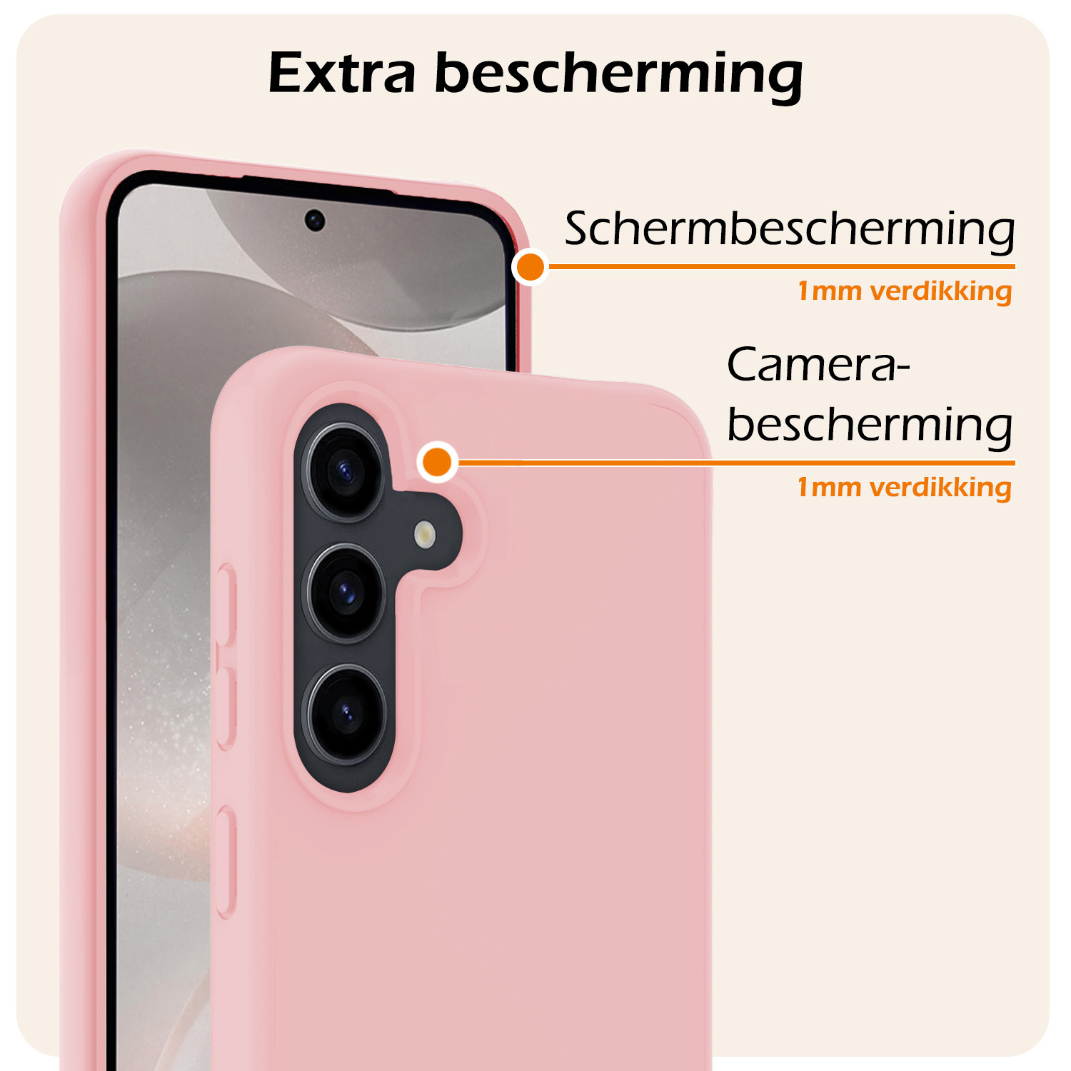 Nomfy Hoesje Geschikt voor Samsung S24 Plus Hoesje Siliconen Cover Case Met 2x Screenprotector - Hoes Geschikt voor Samsung Galaxy S24 Plus Hoes Back Case - Lichtroze