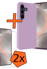 Nomfy Hoesje Geschikt voor Samsung S24 Plus Hoesje Siliconen Cover Case Met 2x Screenprotector - Hoes Geschikt voor Samsung Galaxy S24 Plus Hoes Back Case - Lila