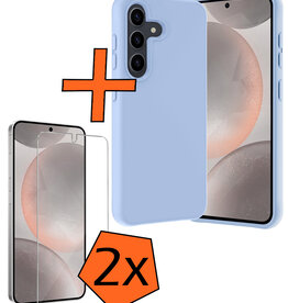 Nomfy Nomfy Samsung Galaxy S24 Plus Hoesje Siliconen Met 2x Screenprotector - Lichtblauw
