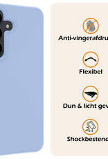 Nomfy Hoesje Geschikt voor Samsung S24 Plus Hoesje Siliconen Cover Case Met 2x Screenprotector - Hoes Geschikt voor Samsung Galaxy S24 Plus Hoes Back Case - Lichtblauw