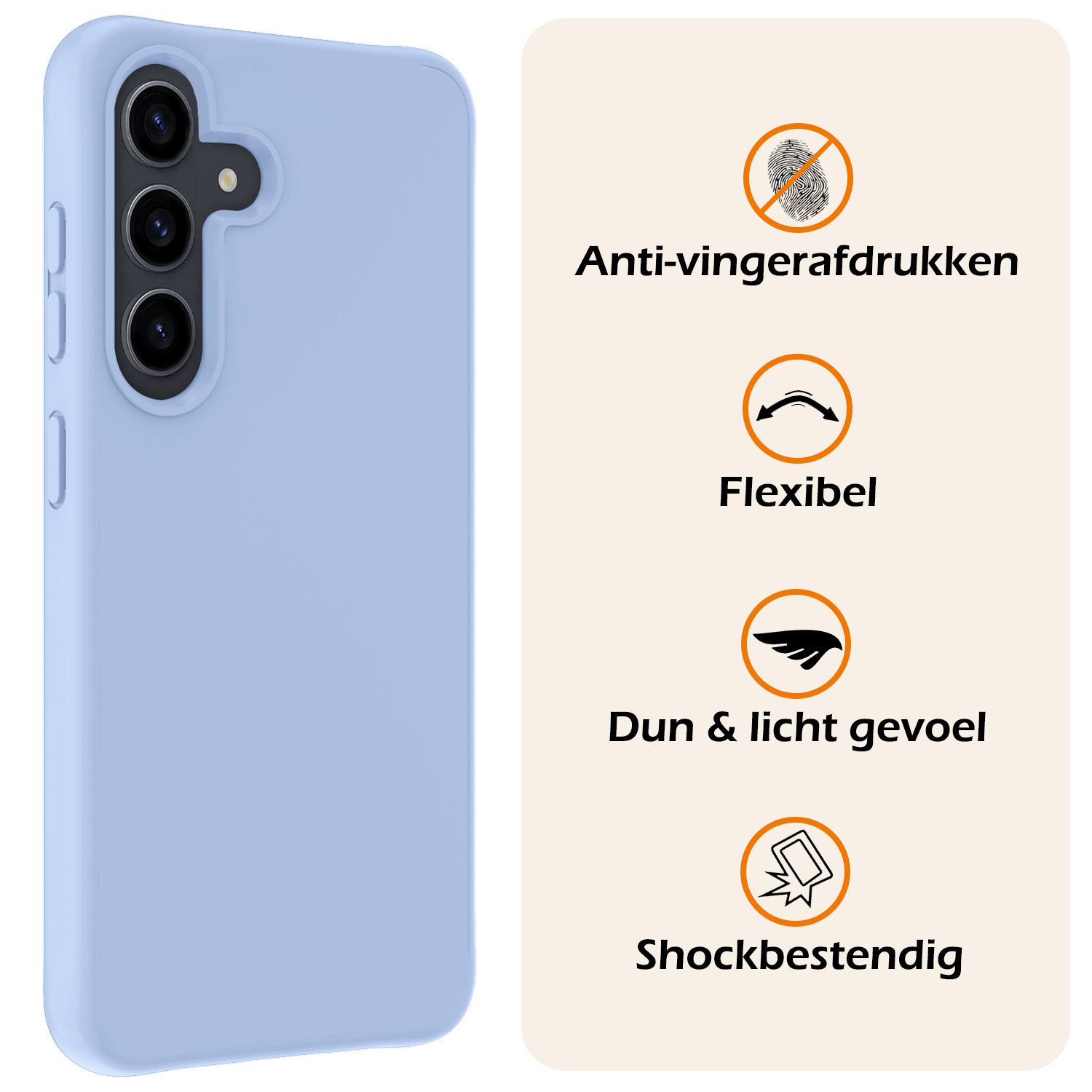 Nomfy Hoesje Geschikt voor Samsung S24 Plus Hoesje Siliconen Cover Case Met 2x Screenprotector - Hoes Geschikt voor Samsung Galaxy S24 Plus Hoes Back Case - Lichtblauw