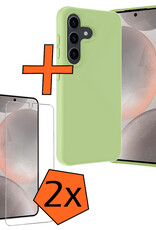 Nomfy Hoesje Geschikt voor Samsung S24 Plus Hoesje Siliconen Cover Case Met 2x Screenprotector - Hoes Geschikt voor Samsung Galaxy S24 Plus Hoes Back Case - Groen