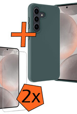 Nomfy Hoesje Geschikt voor Samsung S24 Plus Hoesje Siliconen Cover Case Met 2x Screenprotector - Hoes Geschikt voor Samsung Galaxy S24 Plus Hoes Back Case - Donkergroen