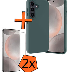 Nomfy Nomfy Samsung Galaxy S24 Plus Hoesje Siliconen Met 2x Screenprotector - Donkergroen