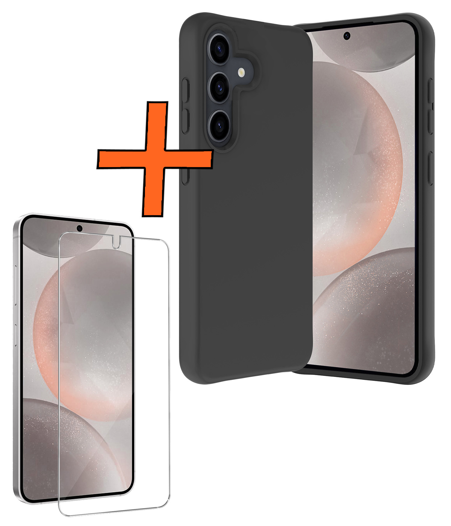 Nomfy Hoesje Geschikt voor Samsung S24 Plus Hoesje Siliconen Cover Case Met Screenprotector - Hoes Geschikt voor Samsung Galaxy S24 Plus Hoes Back Case - Zwart