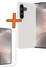 Nomfy Hoesje Geschikt voor Samsung S24 Plus Hoesje Siliconen Cover Case Met Screenprotector - Hoes Geschikt voor Samsung Galaxy S24 Plus Hoes Back Case - Wit
