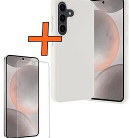 Nomfy Nomfy Samsung Galaxy S24 Plus Hoesje Siliconen Met Screenprotector - Wit