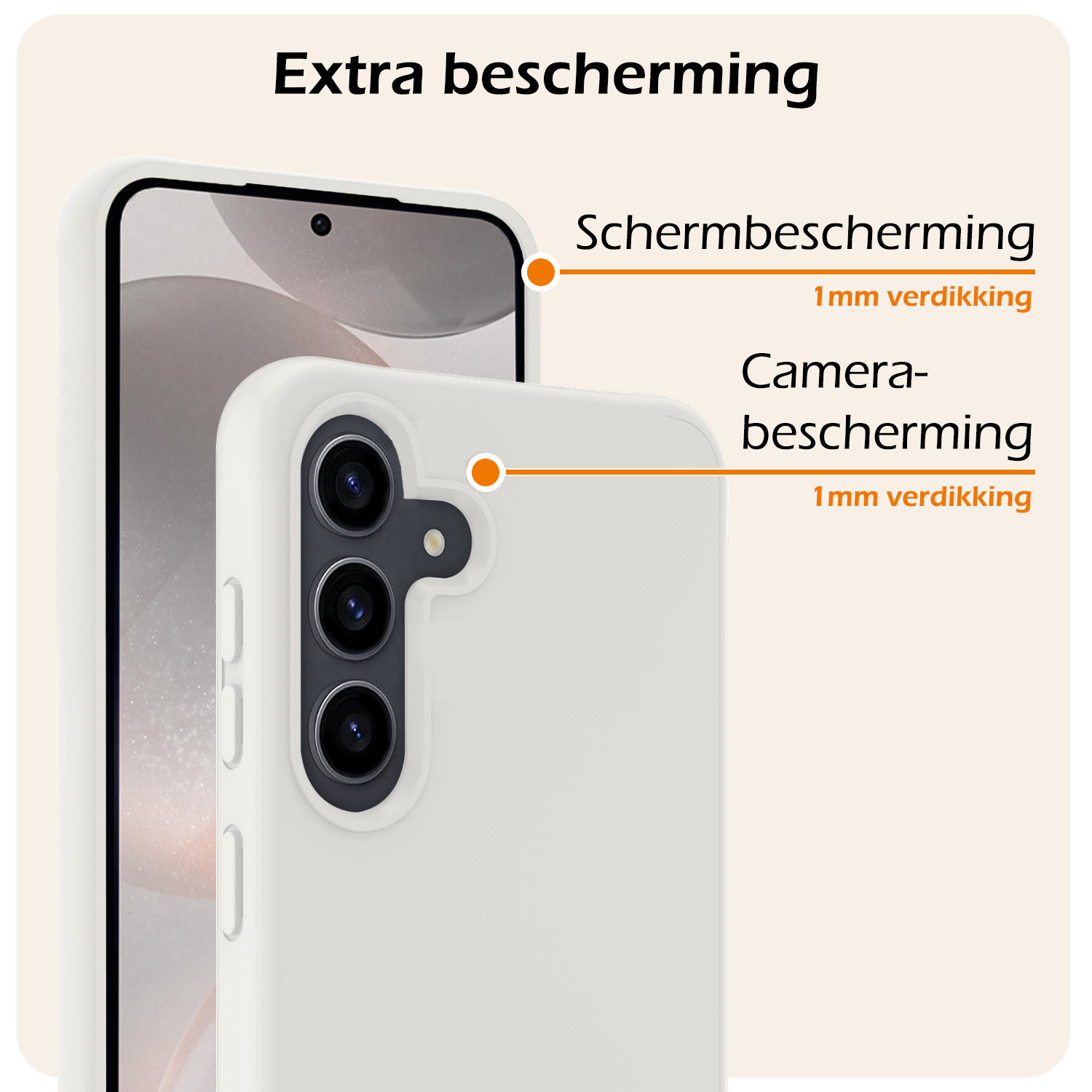 Nomfy Hoesje Geschikt voor Samsung S24 Plus Hoesje Siliconen Cover Case Met Screenprotector - Hoes Geschikt voor Samsung Galaxy S24 Plus Hoes Back Case - Wit