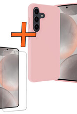 Nomfy Hoesje Geschikt voor Samsung S24 Plus Hoesje Siliconen Cover Case Met Screenprotector - Hoes Geschikt voor Samsung Galaxy S24 Plus Hoes Back Case - Lichtroze