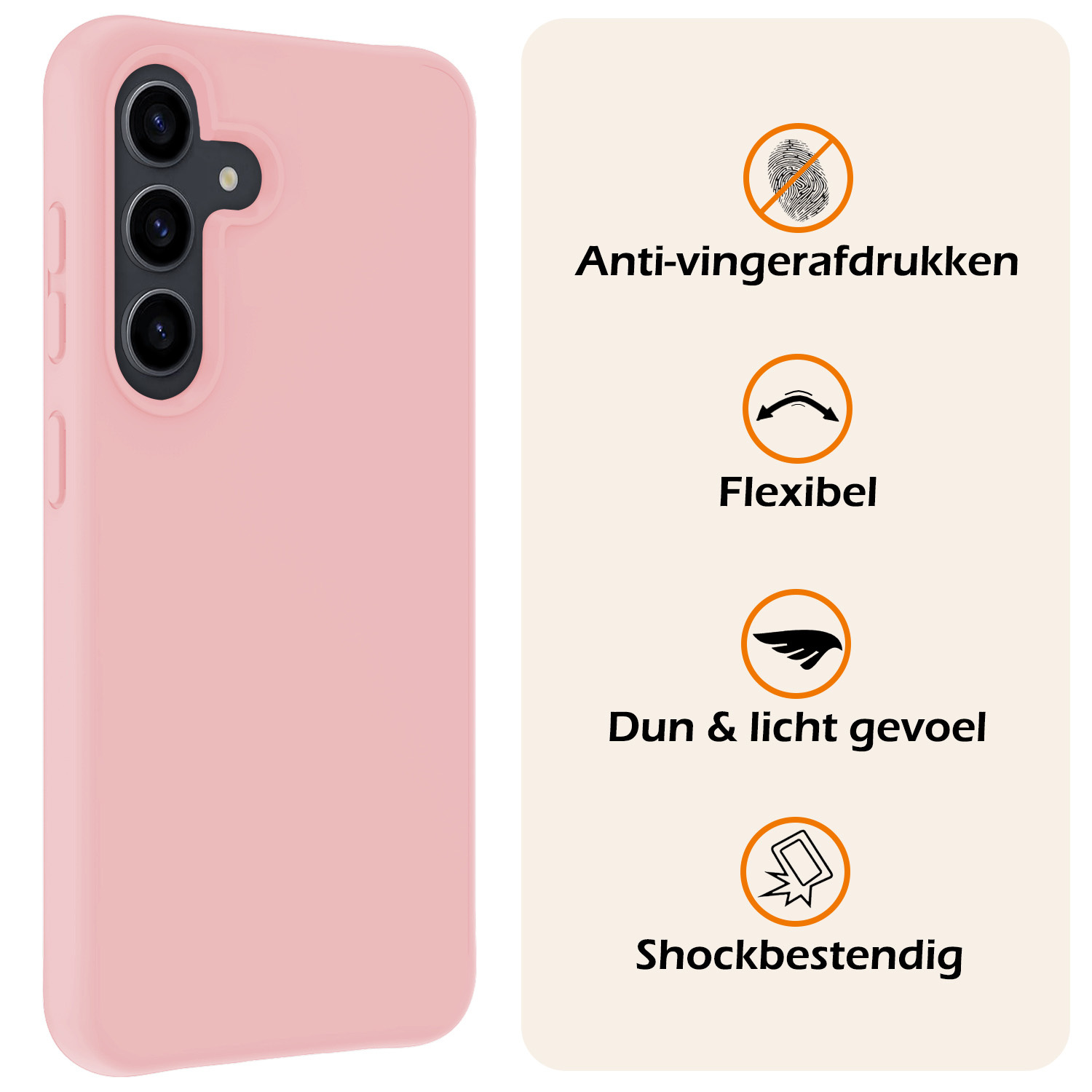 Nomfy Hoesje Geschikt voor Samsung S24 Plus Hoesje Siliconen Cover Case Met Screenprotector - Hoes Geschikt voor Samsung Galaxy S24 Plus Hoes Back Case - Lichtroze