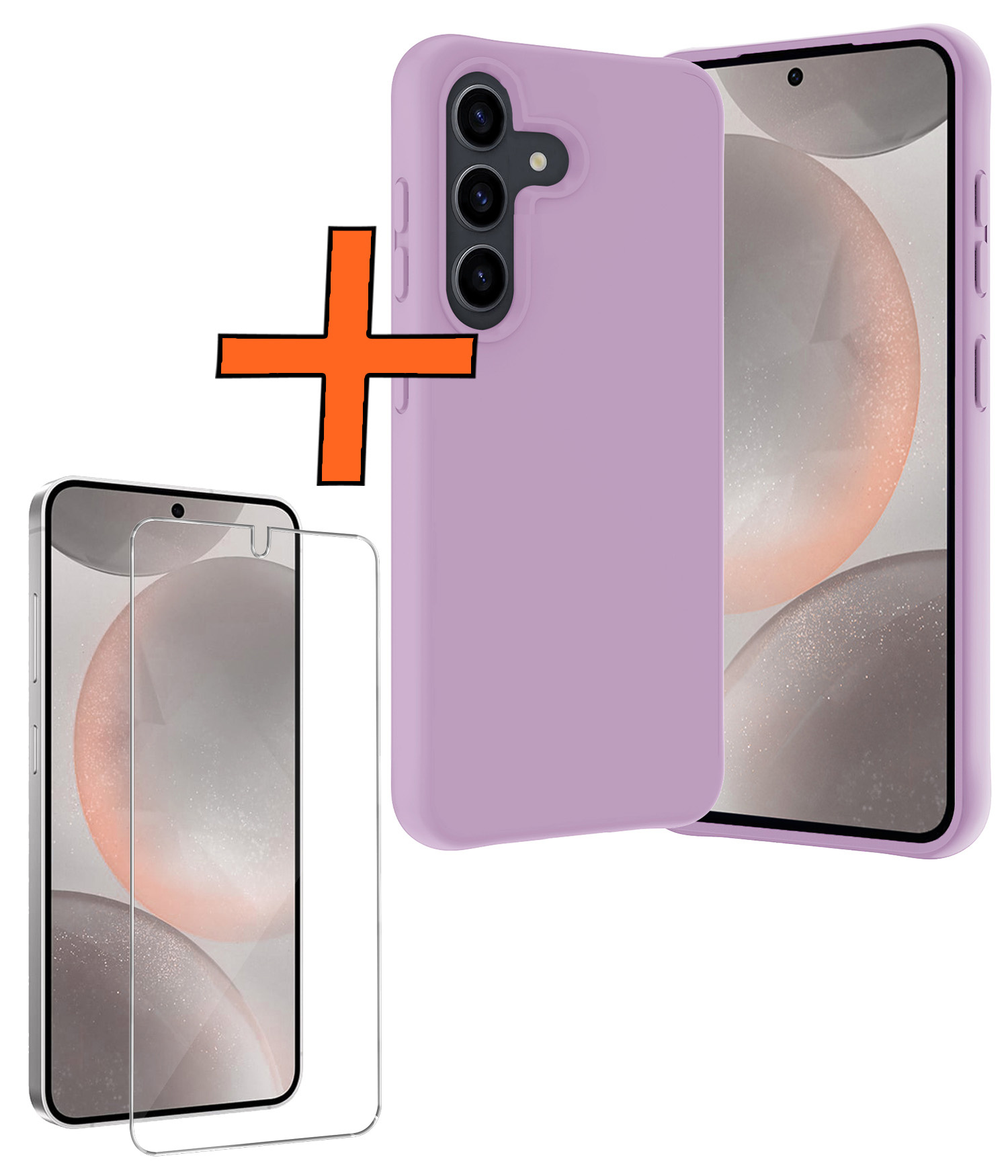 Nomfy Hoesje Geschikt voor Samsung S24 Plus Hoesje Siliconen Cover Case Met Screenprotector - Hoes Geschikt voor Samsung Galaxy S24 Plus Hoes Back Case - Lila