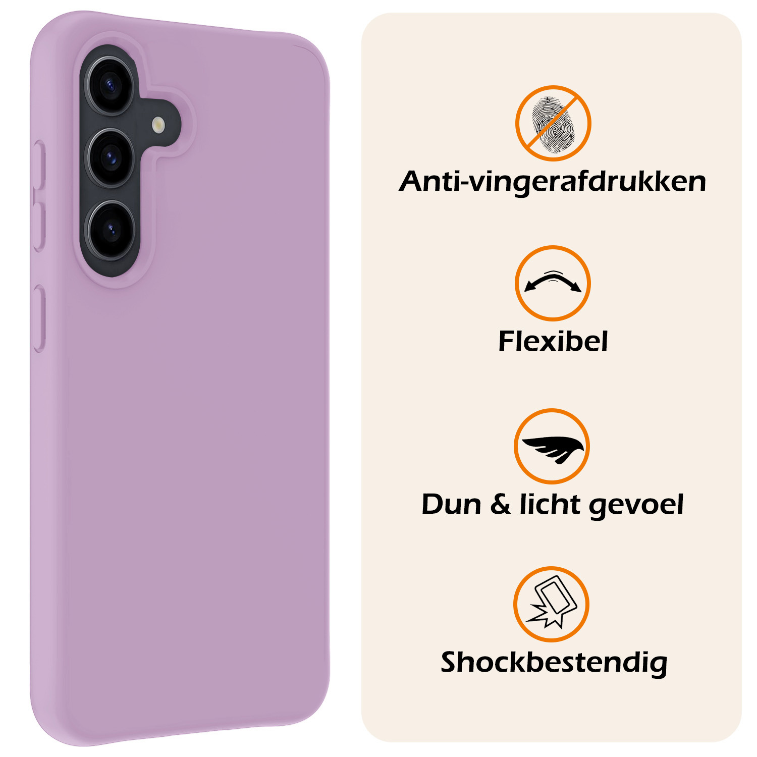 Nomfy Hoesje Geschikt voor Samsung S24 Plus Hoesje Siliconen Cover Case Met Screenprotector - Hoes Geschikt voor Samsung Galaxy S24 Plus Hoes Back Case - Lila