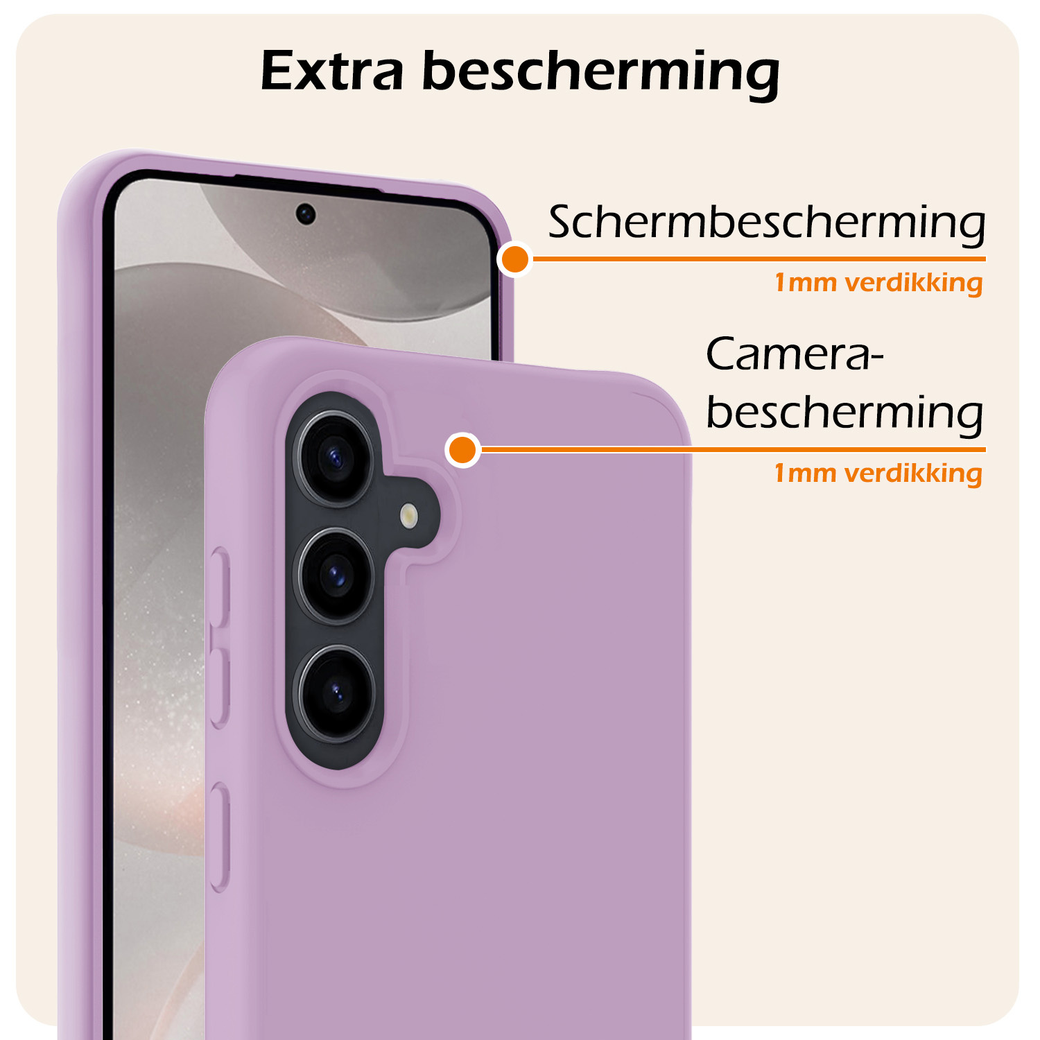 Nomfy Hoesje Geschikt voor Samsung S24 Plus Hoesje Siliconen Cover Case Met Screenprotector - Hoes Geschikt voor Samsung Galaxy S24 Plus Hoes Back Case - Lila