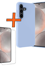 Nomfy Hoesje Geschikt voor Samsung S24 Plus Hoesje Siliconen Cover Case Met Screenprotector - Hoes Geschikt voor Samsung Galaxy S24 Plus Hoes Back Case - Lichtblauw