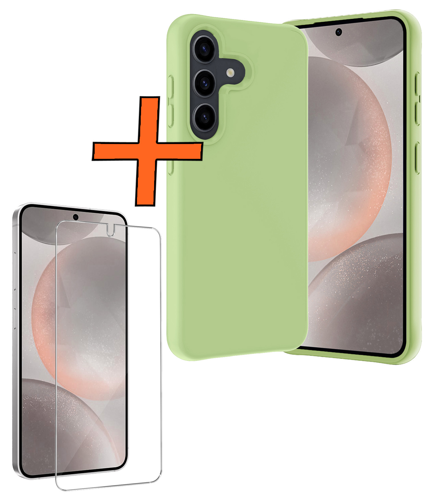 Nomfy Hoesje Geschikt voor Samsung S24 Plus Hoesje Siliconen Cover Case Met Screenprotector - Hoes Geschikt voor Samsung Galaxy S24 Plus Hoes Back Case - Groen