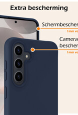 Nomfy Hoesje Geschikt voor Samsung S24 Plus Hoesje Siliconen Cover Case Met Screenprotector - Hoes Geschikt voor Samsung Galaxy S24 Plus Hoes Back Case - Donkerblauw