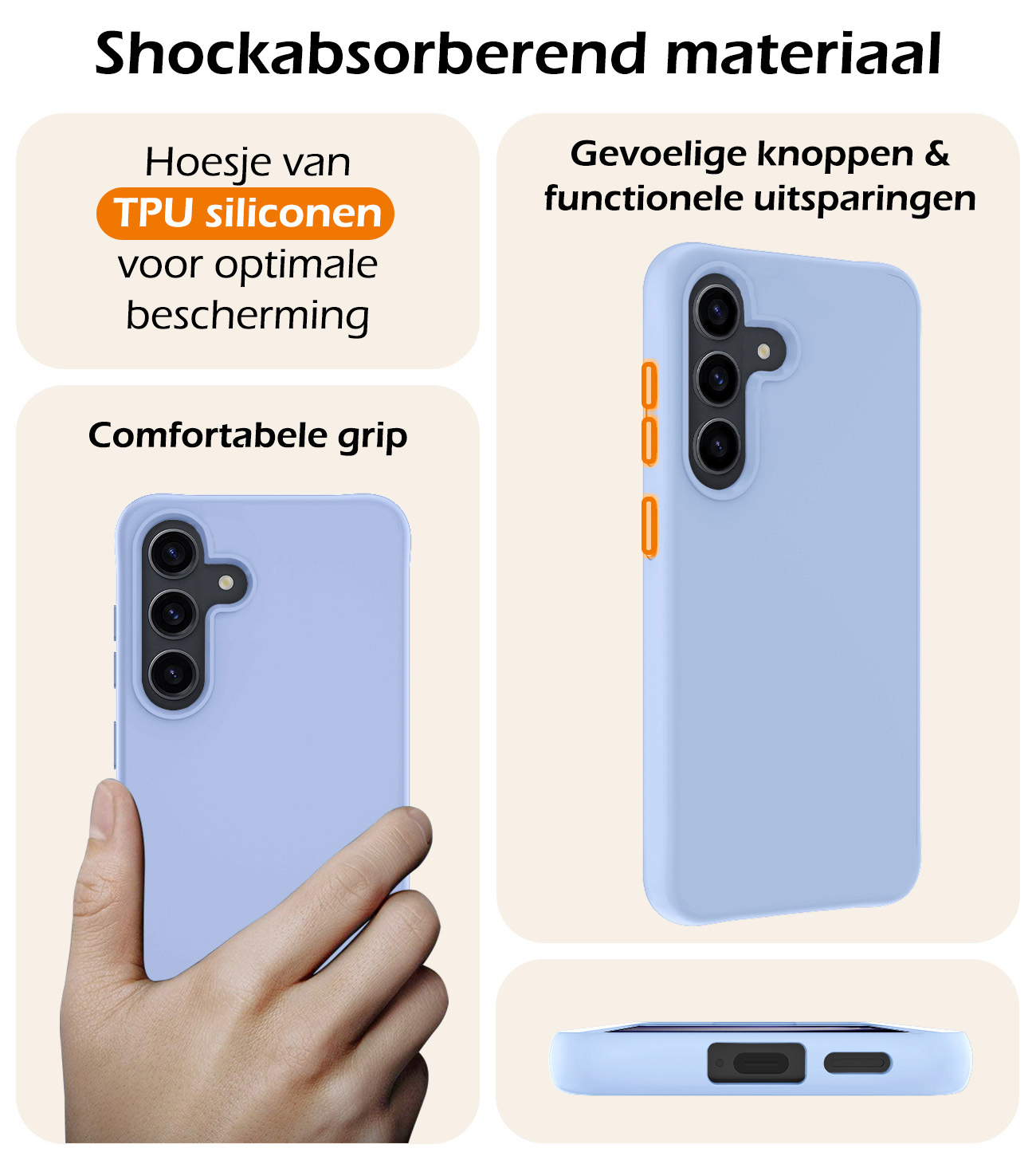 Nomfy Hoesje Geschikt voor Samsung S24 Plus Hoesje Siliconen Cover Case - Hoes Geschikt voor Samsung Galaxy S24 Plus Hoes Back Case - 2-PACK - Lichtblauw