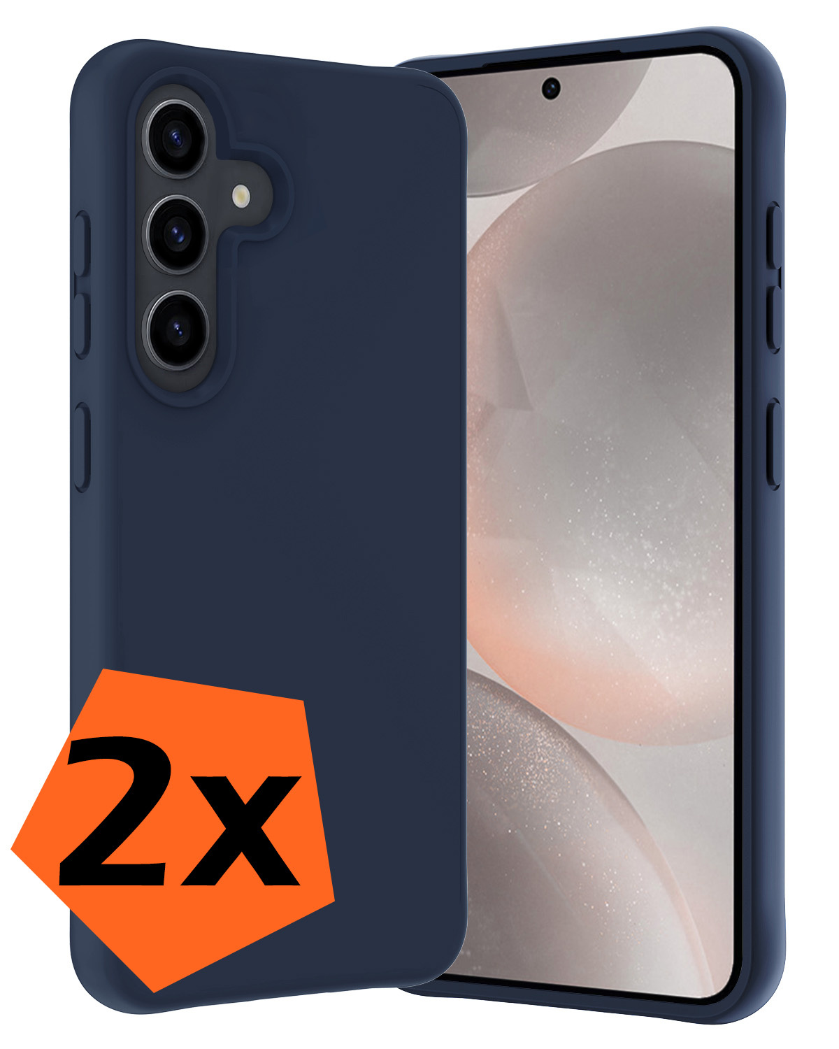 Nomfy Hoesje Geschikt voor Samsung S24 Plus Hoesje Siliconen Cover Case - Hoes Geschikt voor Samsung Galaxy S24 Plus Hoes Back Case - 2-PACK - Donkerblauw