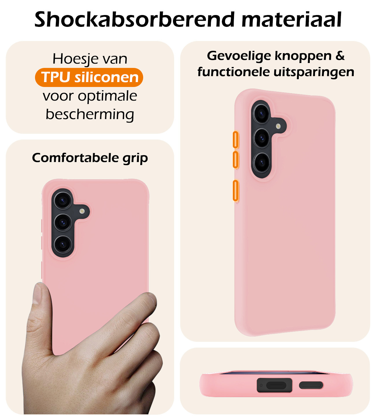 Nomfy Hoesje Geschikt voor Samsung S24 Plus Hoesje Siliconen Cover Case - Hoes Geschikt voor Samsung Galaxy S24 Plus Hoes Back Case - Lichtroze