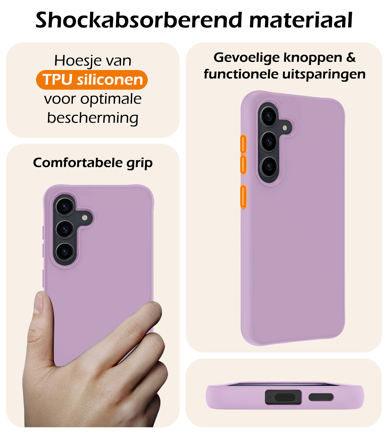 Nomfy Hoesje Geschikt voor Samsung S24 Plus Hoesje Siliconen Cover Case - Hoes Geschikt voor Samsung Galaxy S24 Plus Hoes Back Case - Lila