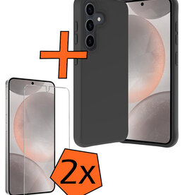 Nomfy Nomfy Samsung Galaxy S24 Hoesje Siliconen Met 2x Screenprotector - Zwart