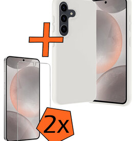 Nomfy Nomfy Samsung Galaxy S24 Hoesje Siliconen Met 2x Screenprotector - Wit
