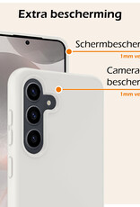 Nomfy Hoesje Geschikt voor Samsung S24 Hoesje Siliconen Cover Case Met 2x Screenprotector - Hoes Geschikt voor Samsung Galaxy S24 Hoes Back Case - Wit
