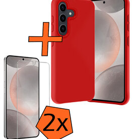 Nomfy Nomfy Samsung Galaxy S24 Hoesje Siliconen Met 2x Screenprotector - Rood